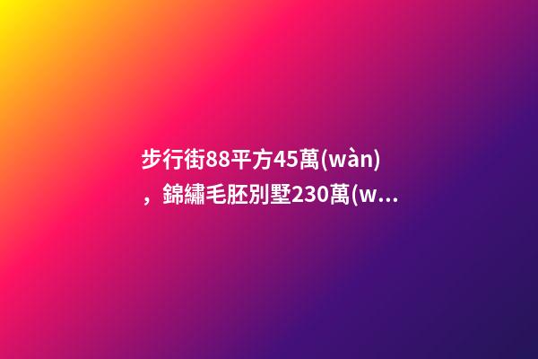 步行街88平方45萬(wàn)，錦繡毛胚別墅230萬(wàn)，城南自建房273平帶院165萬(wàn)